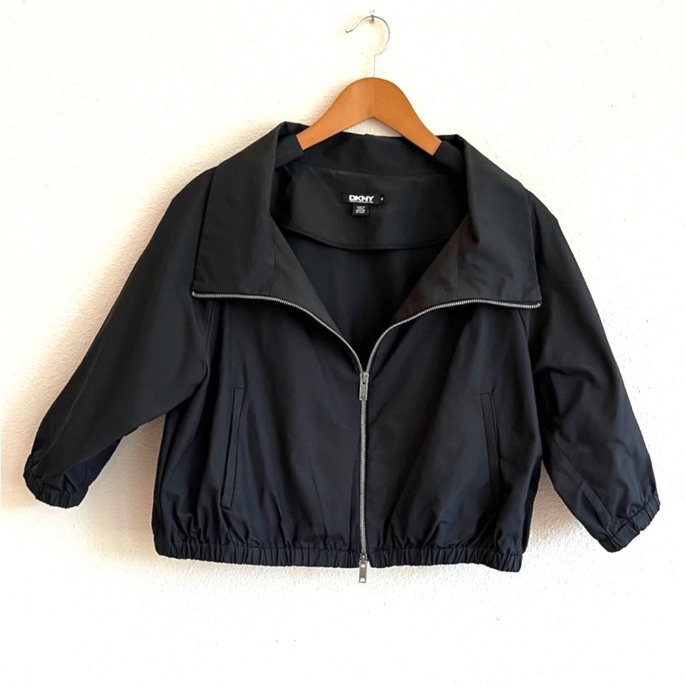 DKNY Cropped Jacket in Black with Two Way Zipper